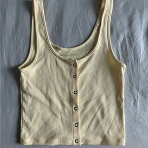 American Eagle Button Tank Top - Pastel Yellow